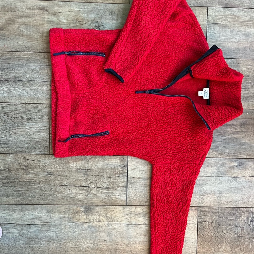 J. Crew Red Fleece Jacket